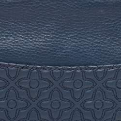 Tory Burch Navy Blue Leather Medium Fleming Shoulder Bag