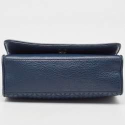 Tory Burch Navy Blue Leather Medium Fleming Shoulder Bag