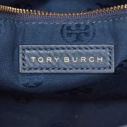 Tory Burch Navy Blue Leather Medium Fleming Shoulder Bag