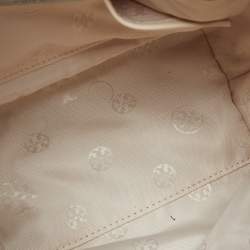 Pre Owned Tory Burch Cream Quilted Leather Willa Drawstring Bucket Bag