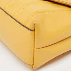 Pre Owned Tory Burch Yellow Quilted Leather Kira Top Handle Bag