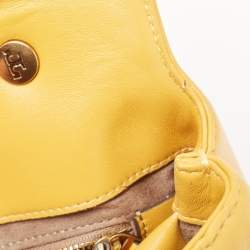 Pre Owned Tory Burch Yellow Quilted Leather Kira Top Handle Bag