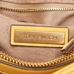 Pre Owned Tory Burch Yellow Quilted Leather Kira Top Handle Bag
