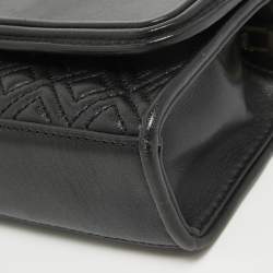 Pre Owned Tory Burch Black Quilted Leather Micro Fleming Crossbody Bag