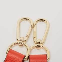 Pre Owned Tory Burch Orange Leather Fold Over Shoulder Bag