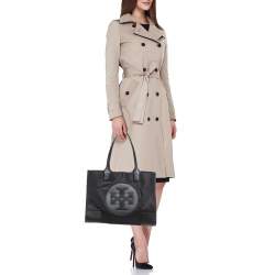 Pre Owned Tory Burch Black Nylon and Leather Medium Ella Tote