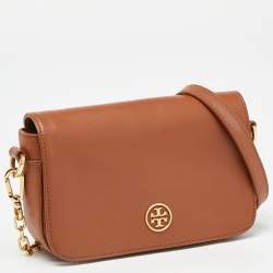 Pre Owned Tory Burch Brown Leather Robinson Chain Shoulder Bag