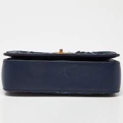 Pre Owned Tory Burch Blue Snakeskin and Lather Kira Envelope Flap Shoulder Bag