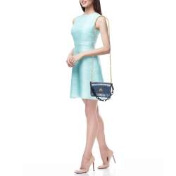 Pre Owned Tory Burch Blue Snakeskin and Lather Kira Envelope Flap Shoulder Bag