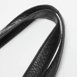 Pre Owned Tory Burch Black Crinkled Patent Leather Embossed Tote