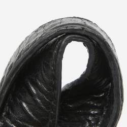 Pre Owned Tory Burch Black Crinkled Patent Leather Embossed Tote