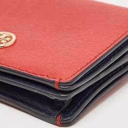 Tory Burch Red/Blue Leather Robinson Bifold Wallet