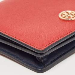 Tory Burch Red/Blue Leather Robinson Bifold Wallet