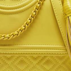 Pre Owned Tory Burch Yellow Leather Small Flemming Bag