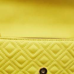 Pre Owned Tory Burch Yellow Leather Small Flemming Bag