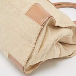 Tory Burch Natural/Beige Canvas and Leather Large Ella Tote