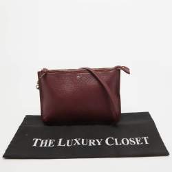 Pre Owned Tory Burch Burgundy Leather Crossbody Bag