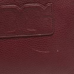 Pre Owned Tory Burch Burgundy Leather Crossbody Bag
