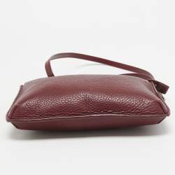 Pre Owned Tory Burch Burgundy Leather Crossbody Bag