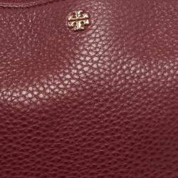 Pre Owned Tory Burch Burgundy Leather Crossbody Bag