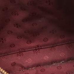 Pre Owned Tory Burch Burgundy Leather Crossbody Bag