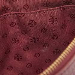 Pre Owned Tory Burch Burgundy Leather Crossbody Bag