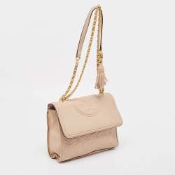 Pre Owned Tory Burch Blush Pink Quilted Leather Large Fleming Shoulder Bag