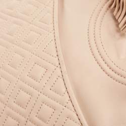Pre Owned Tory Burch Blush Pink Quilted Leather Large Fleming Shoulder Bag