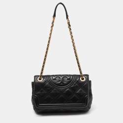 Pre Owned Tory Burch Black Leather Fleming Soft Shoulder Bag