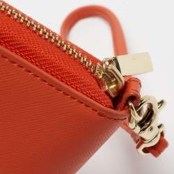 Tory Burch Orange Leather Robinson Zip Around Wristlet Wallet