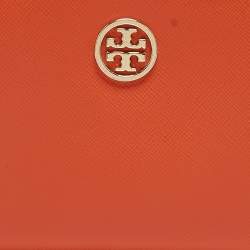 Tory Burch Orange Leather Robinson Zip Around Wristlet Wallet