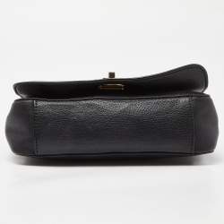 Pre Owned Tory Burch Navy Blue Leather Mercer Shoulder Bag