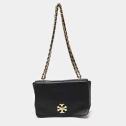 Pre Owned Tory Burch Navy Blue Leather Mercer Shoulder Bag