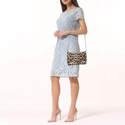Pre Owned Tory Burch Brown/Black Printed Fur and Leather Kira Envelope Flap Chain Bag