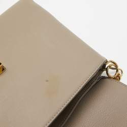 Pre Owned Tory Burch Grey Leather Kira Flap Shoulder Bag