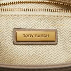 Pre Owned Tory Burch Grey Leather Kira Flap Shoulder Bag