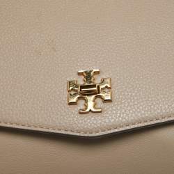 Pre Owned Tory Burch Grey Leather Kira Flap Shoulder Bag
