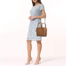 Pre Owned Tory Burch Brown Leather Zip Satchel
