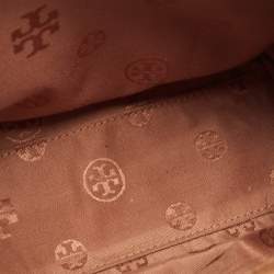Pre Owned Tory Burch Brown Leather Zip Satchel