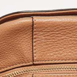 Pre Owned Tory Burch Brown Leather Zip Satchel