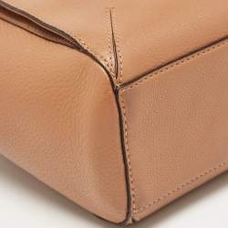 Pre Owned Tory Burch Brown Leather Zip Satchel