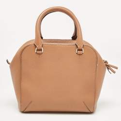 Pre Owned Tory Burch Brown Leather Zip Satchel