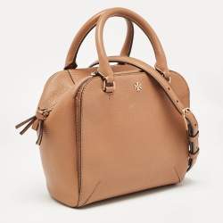 Pre Owned Tory Burch Brown Leather Zip Satchel