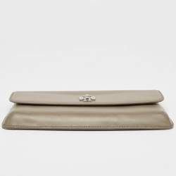 Pre Owned Tory Burch Beige Leather Diana Flap Clutch