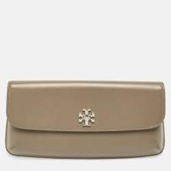 Pre Owned Tory Burch Beige Leather Diana Flap Clutch