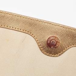 Pre Owned Tory Burch Gold Leather Logo Flap Chain Bag