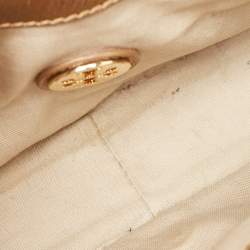 Pre Owned Tory Burch Gold Leather Logo Flap Chain Bag