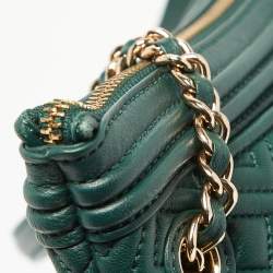 Pre Owned Tory Burch Green Leather Fleming Top Zip Shoulder Bag