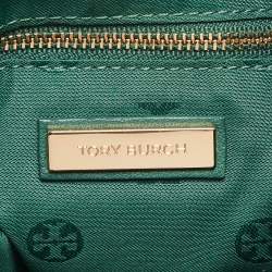 Pre Owned Tory Burch Green Leather Fleming Top Zip Shoulder Bag