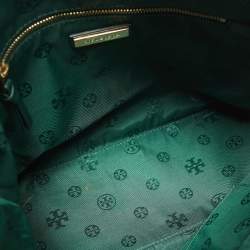 Pre Owned Tory Burch Green Leather Fleming Top Zip Shoulder Bag